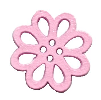 Kids button as blossom of wood in pink 20 mm 0,79 inch
